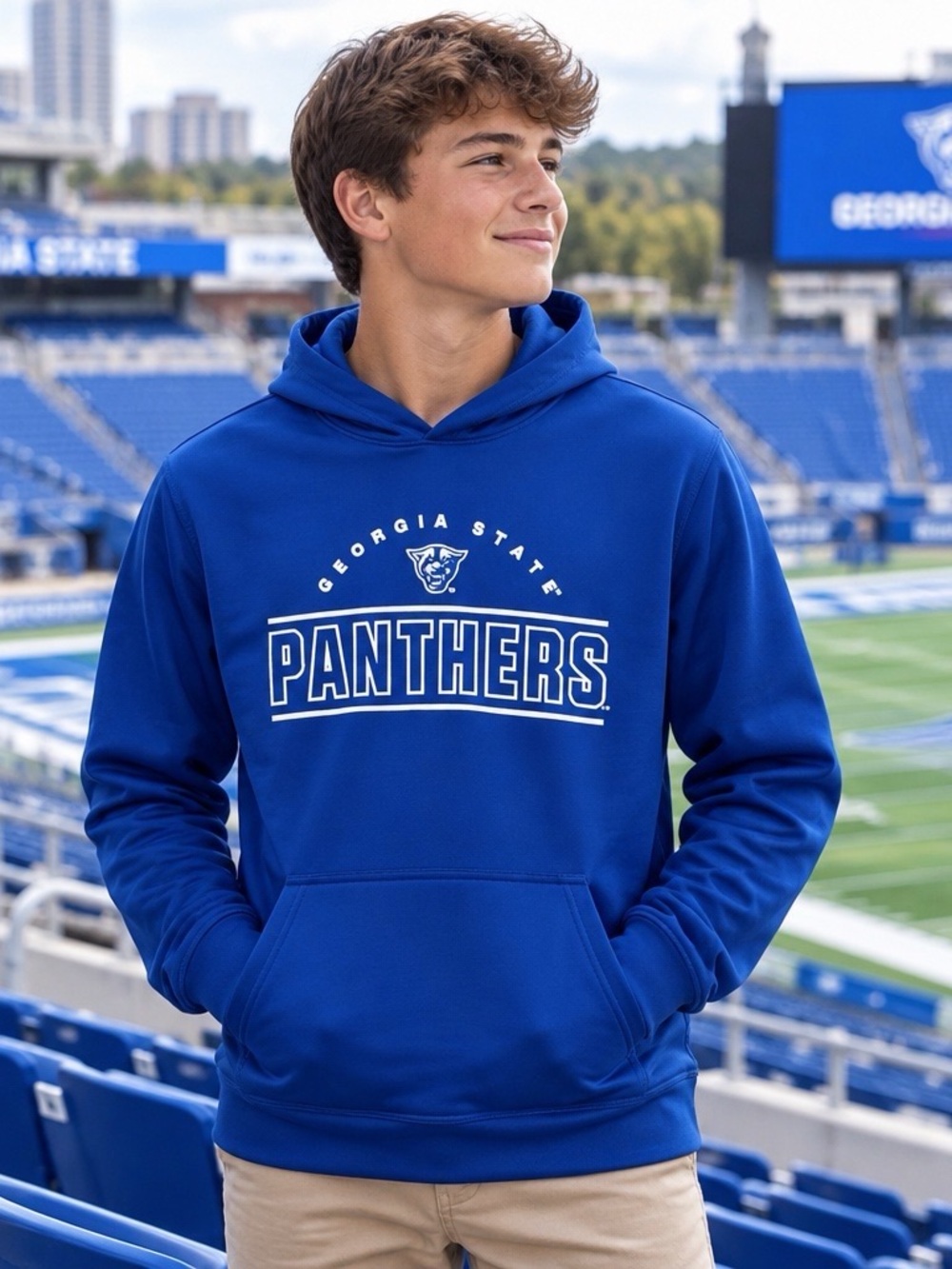 NWT GEN2 Georgia State Panthers Blue Performance Hoodie Youth L 14/16